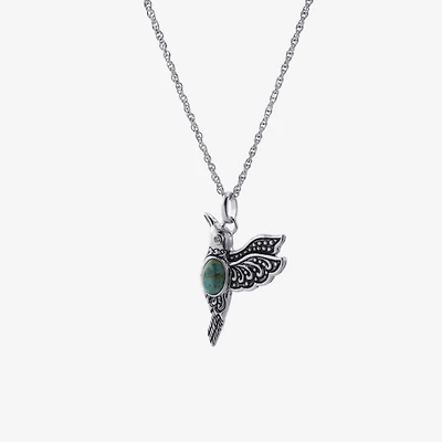 Hummingbird Womens Enhanced Blue Turquoise Sterling Silver 18 Inch Pendant Necklace