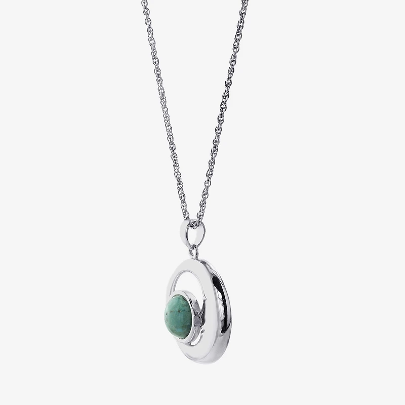 Womens Enhanced Blue Turquoise Sterling Silver Moon 18 Inch Pendant Necklace