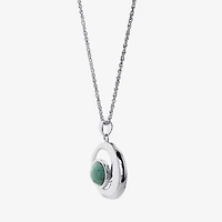 Womens Enhanced Blue Turquoise Sterling Silver Moon 18 Inch Pendant Necklace