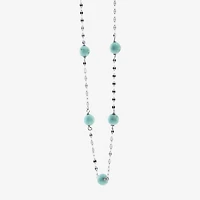 Womens Blue Turquoise Sterling Silver 16 Inch Beaded Necklace