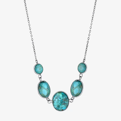 Womens Blue Sterling Silver 18 Inch Statement Necklace