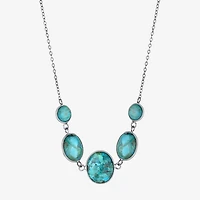 Womens Blue Sterling Silver 18 Inch Statement Necklace