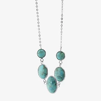 Womens Blue Sterling Silver 18 Inch Statement Necklace