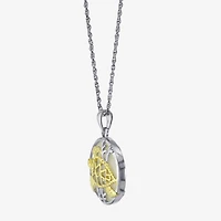 Turtle Womens White Mother Of Pearl 14K Two Tone Gold Over Silver 18 Inch Pendant Necklace