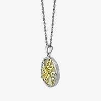 Dragonfly Womens White Mother Of Pearl 14K Two Tone Gold Over Silver 18 Inch Pendant Necklace