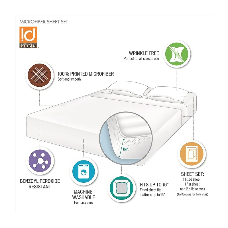 Intelligent Design Printed Mircofiber Sheet Set