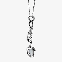 Bali Inspired Womens Genuine White Mother Of Pearl Sterling Silver 16 Inch Pendant Necklace