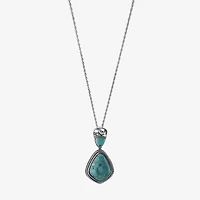 Womens Enhanced Blue Turquoise Sterling Silver 18 Inch Pendant Necklace