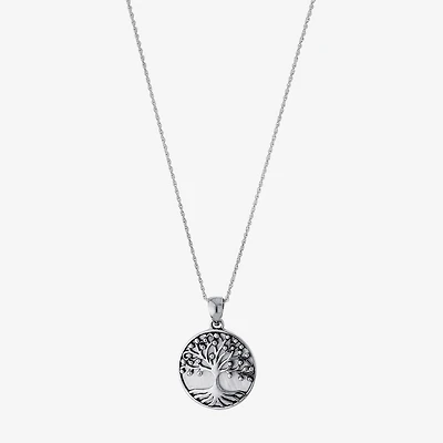 Tree Of Life Womens White Mother Of Pearl Sterling Silver 16 Inch Pendant Necklace