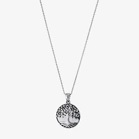 Tree Of Life Womens White Mother Of Pearl Sterling Silver 16 Inch Pendant Necklace