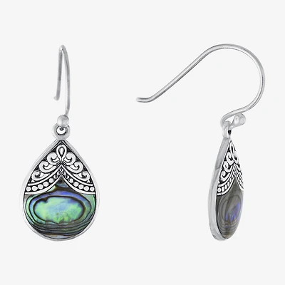 Bali Inspired Womens Abalone Sterling Silver Drop Earrings