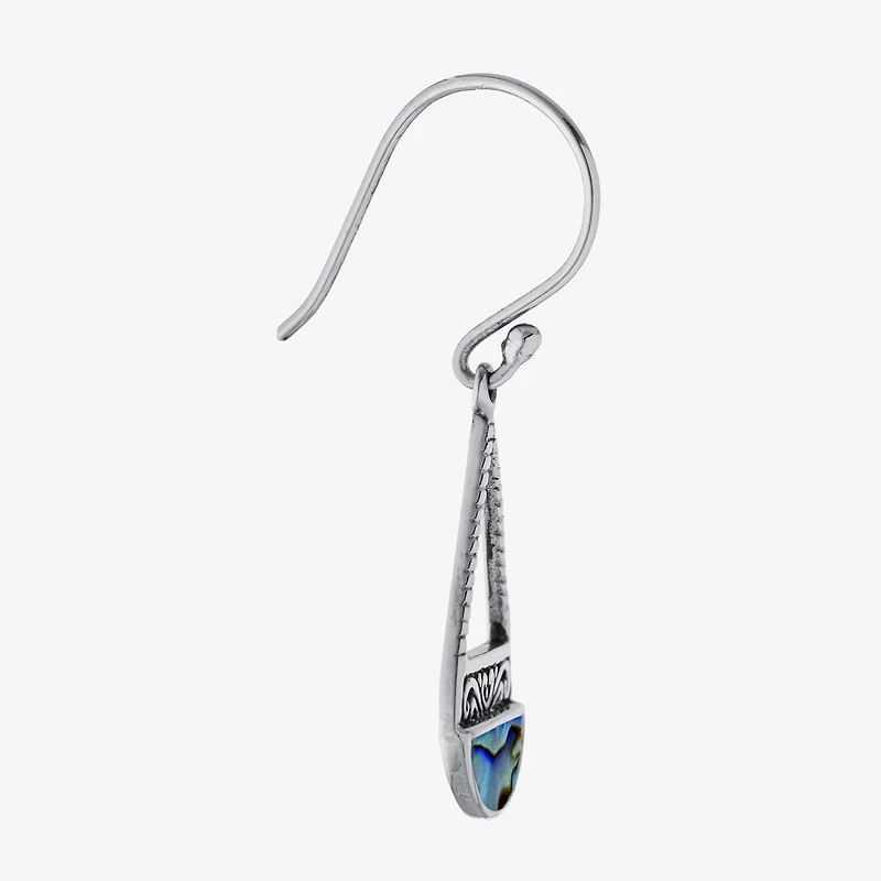 Bali Inspired Womens Abalone Sterling Silver Drop Earrings
