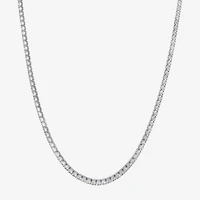 Adjustable Length Womens Cubic Zirconia Sterling Silver 26 Inch Tennis Necklace