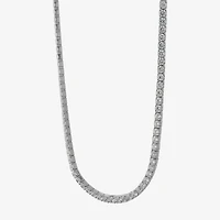 Adjustable Length Womens Cubic Zirconia Sterling Silver 26 Inch Tennis Necklace