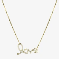 Diamonart "Love" Womens Cubic Zirconia 14K Gold Over Silver 16 Inch Pendant Necklace