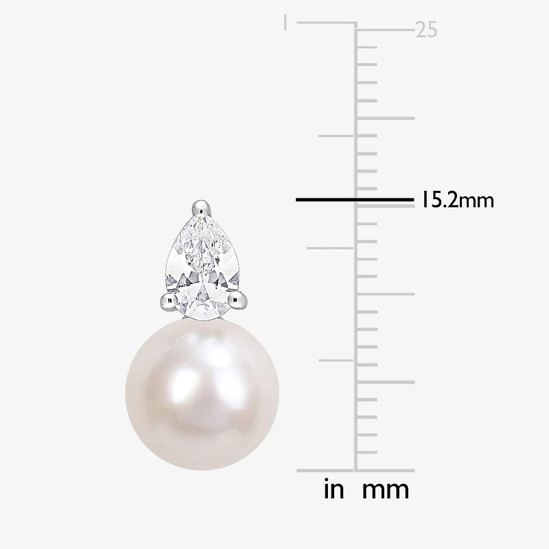 White Cultured Freshwater Pearl Sterling Silver 15.2mm Stud Earrings