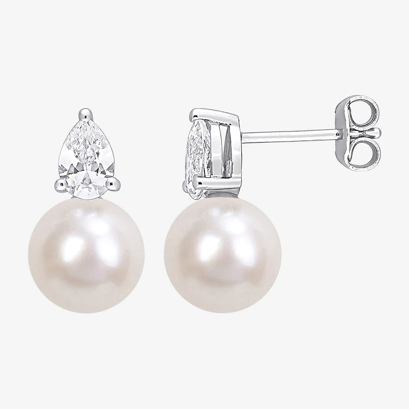 White Cultured Freshwater Pearl Sterling Silver 15.2mm Stud Earrings