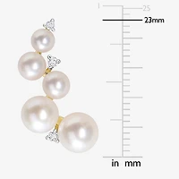 Womens White Cultured Freshwater Pearl 18K Gold Over Silver Drop Earrings