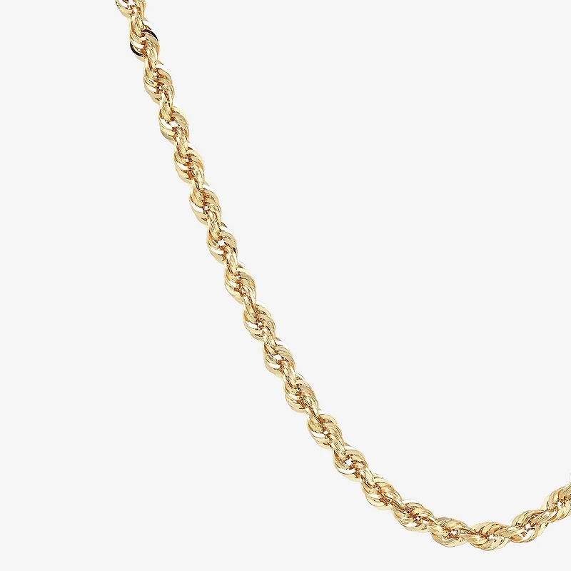 14K Gold 16 - 30 Inch Semi-Solid Sparkle Rope Chain Necklace