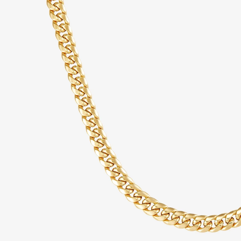 Made Italy Mens 10K White Gold 14K 22 Inch Curb Chain Necklace