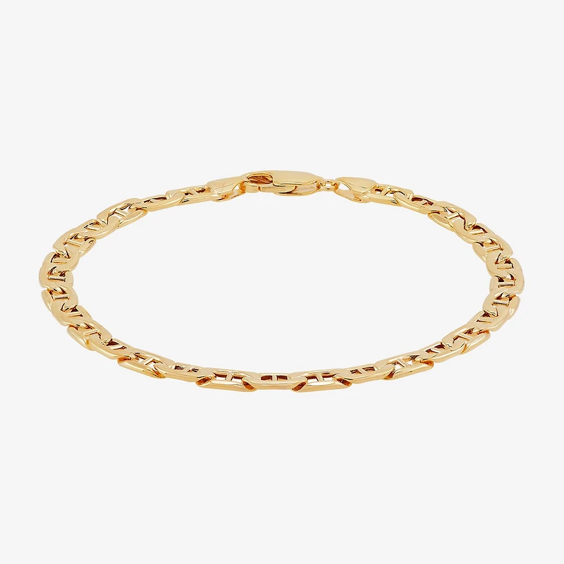 Made in Italy Mens 10K Gold Semisolid Link Chain Bracelet