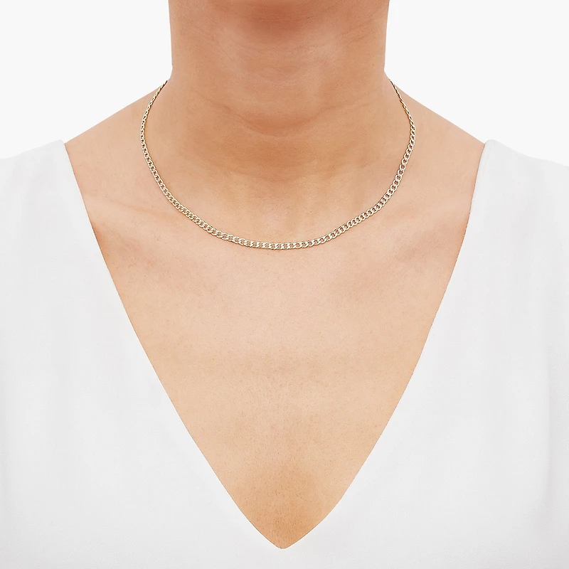 Unisex Adult 14K Gold 16 Inch Curb Chain Necklace