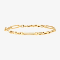 Gold Addiction Womens 14K Gold Hollow Figaro Chain Bracelet