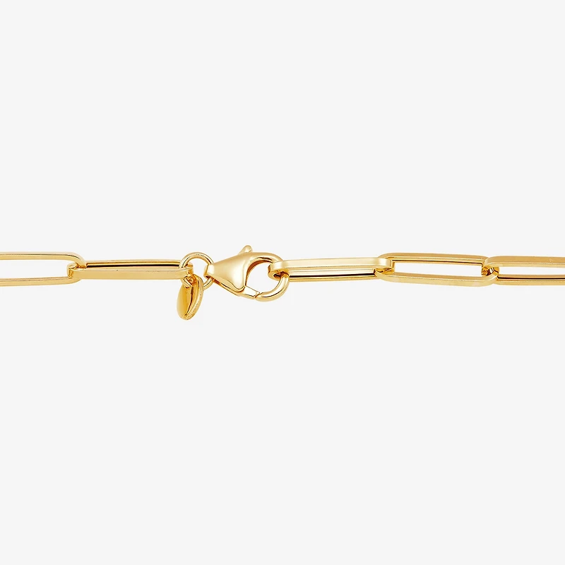 Gold Addiction Womens 14K Gold 7.5 Inch Hollow Paperclip Chain Bracelet