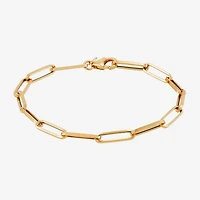 Gold Addiction Womens 14K Gold 7.5 Inch Hollow Paperclip Chain Bracelet