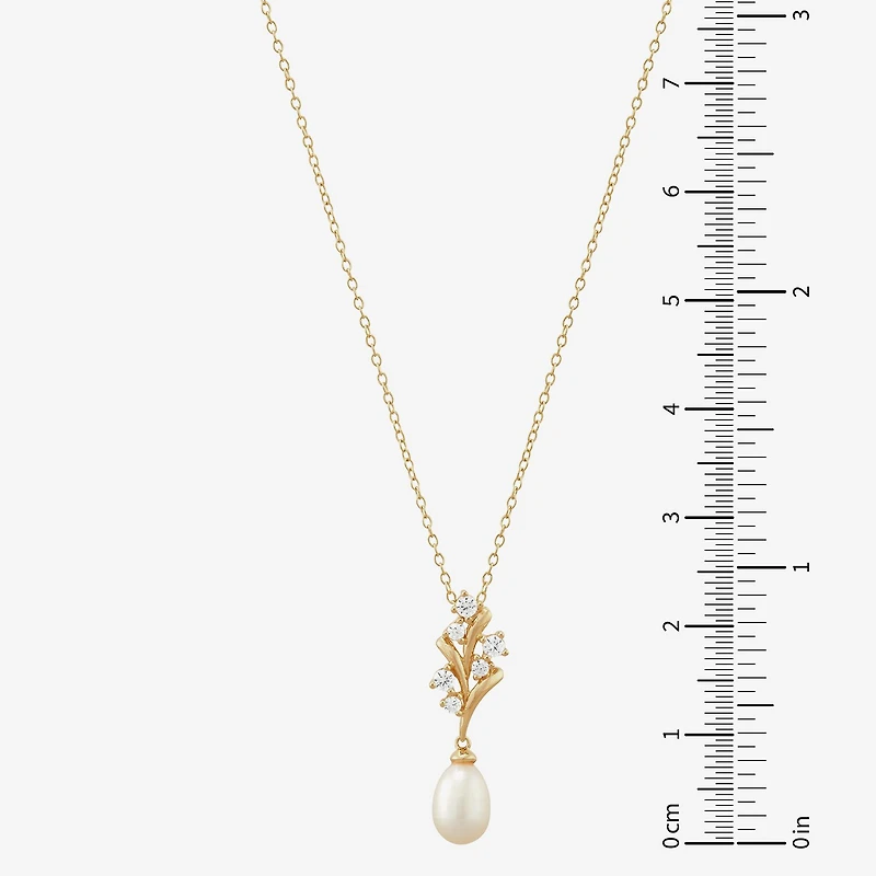 Womens White Cultured Freshwater Pearl 14K Gold Over Silver Sterling Silver 18 Inch Pendant Necklace