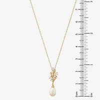 Womens White Cultured Freshwater Pearl 14K Gold Over Silver Sterling Silver 18 Inch Pendant Necklace