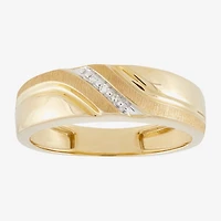 Mens Diamond-Accent Band 10K Gold