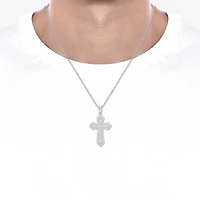 Mens 2 CT. T.W. Natural White Diamond 10K Gold 10K White Gold Cross Pendant