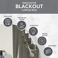 Thermaplus Black Double Cap Finial 1 IN Adjustable Curtain Rod