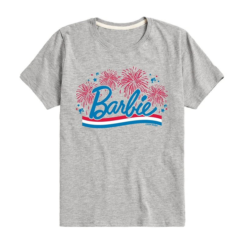 Big Kid Girls Crew Neck Short Sleeve Classic Fit Barbie Graphic T-Shirt