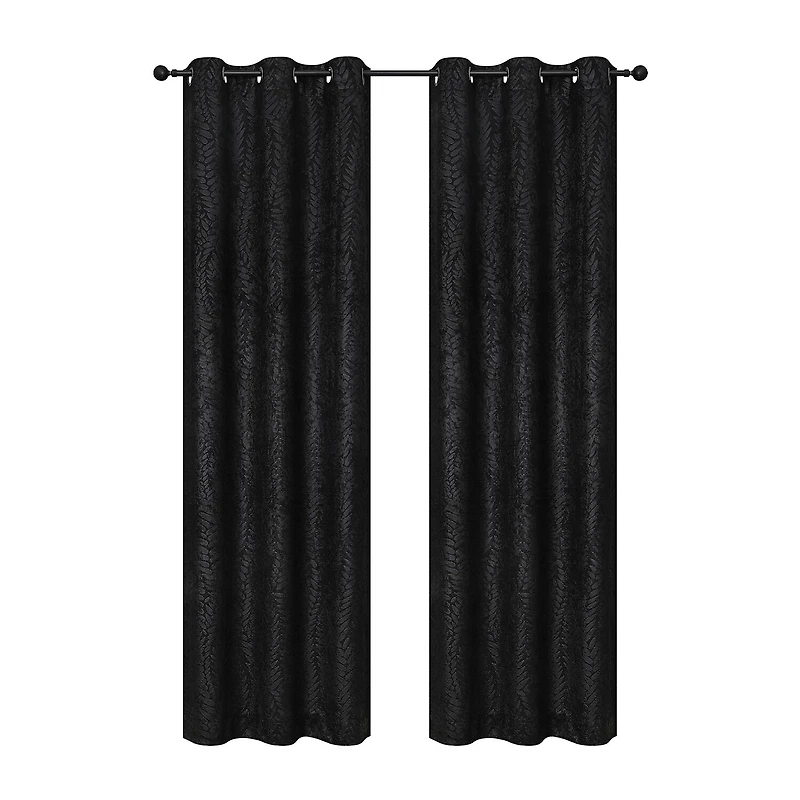 Regal Home Joelle Embossed Grommet Top Energy Saving Blackout Set of 2 Curtain Panel