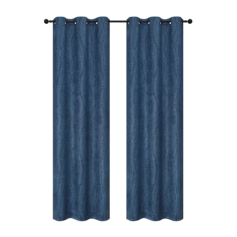 Regal Home Joelle Embossed Grommet Top Energy Saving Blackout Set of 2 Curtain Panel