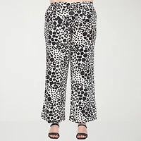 White Mark Womens Plus Mid Rise Wide Leg Palazzo Pant