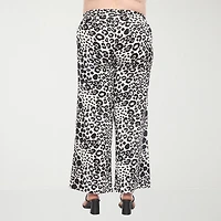 White Mark Womens Plus Mid Rise Wide Leg Palazzo Pant