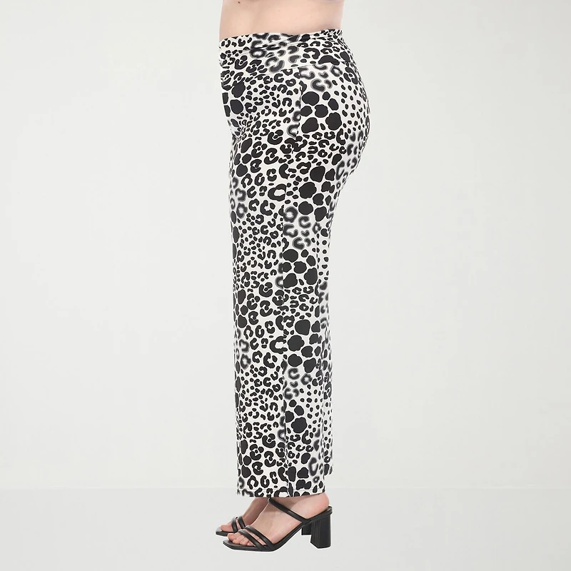 White Mark Womens Plus Mid Rise Wide Leg Palazzo Pant