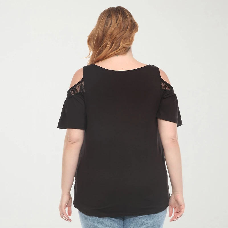 White Mark Plus Womens U Neck Short Sleeve Tunic Top