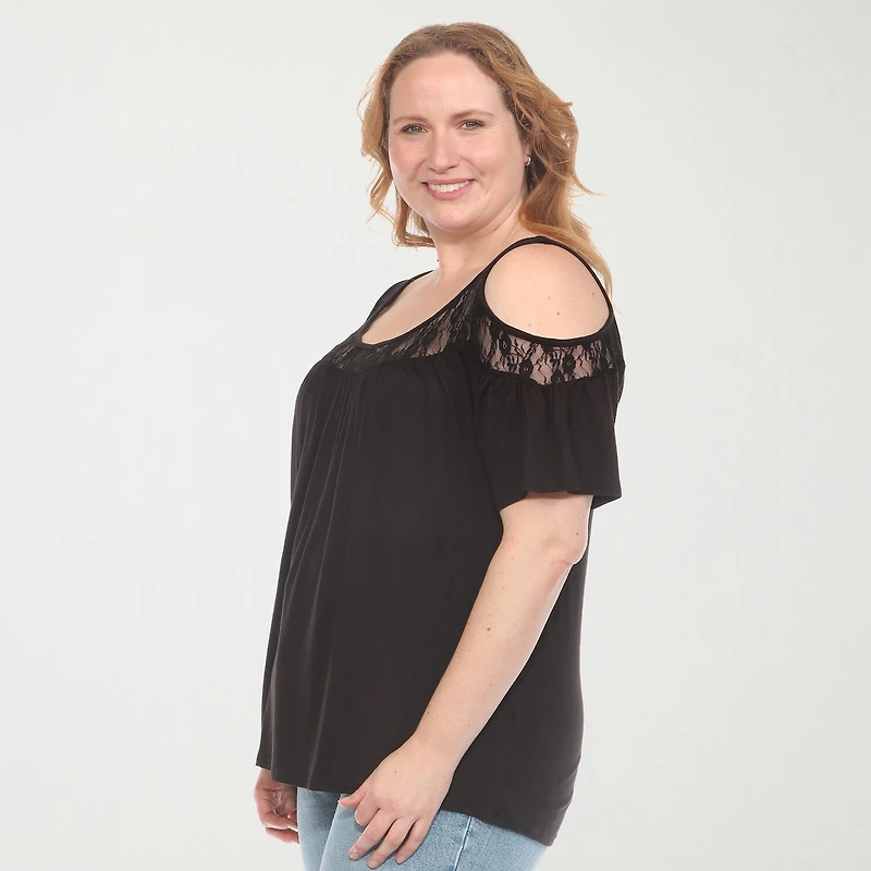 White Mark Plus Womens U Neck Short Sleeve Tunic Top