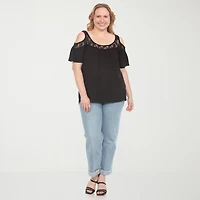 White Mark Plus Womens U Neck Short Sleeve Tunic Top