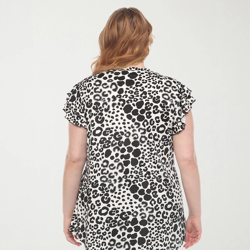 White Mark Plus Womens Round Neck Short Sleeve Tunic Top