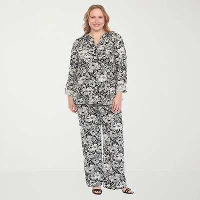 White Mark 2-pc. Floral Pant Set-Plus