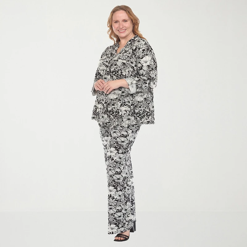 White Mark 2-pc. Floral Pant Set-Plus
