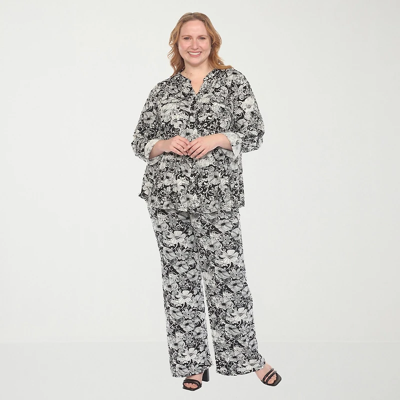 White Mark 2-pc. Floral Pant Set-Plus