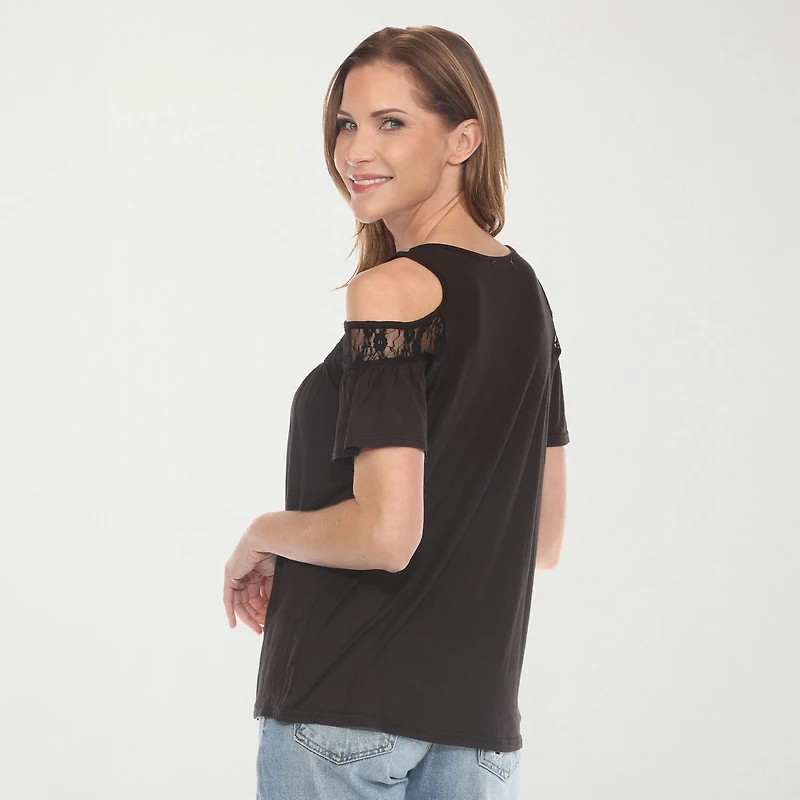 White Mark Womens Round Neck Short Sleeve Blouse