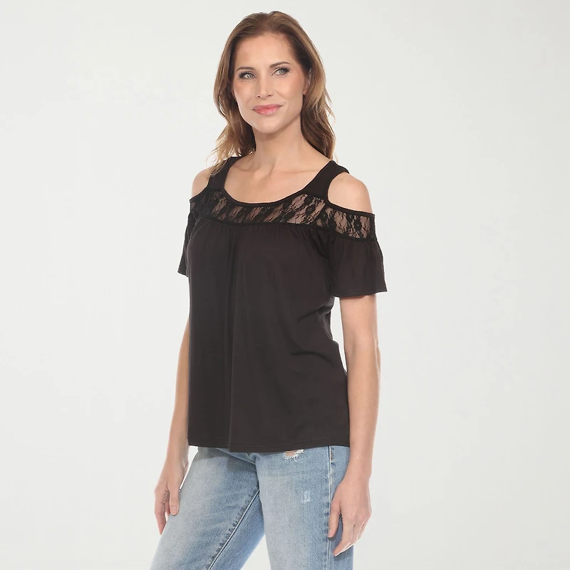 White Mark Womens Round Neck Short Sleeve Blouse