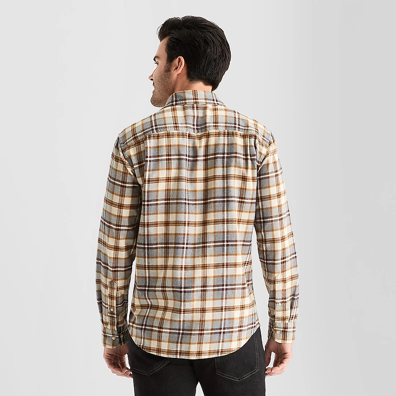 mutual weave Mens Long Sleeve Regular Fit Flannel Shirt